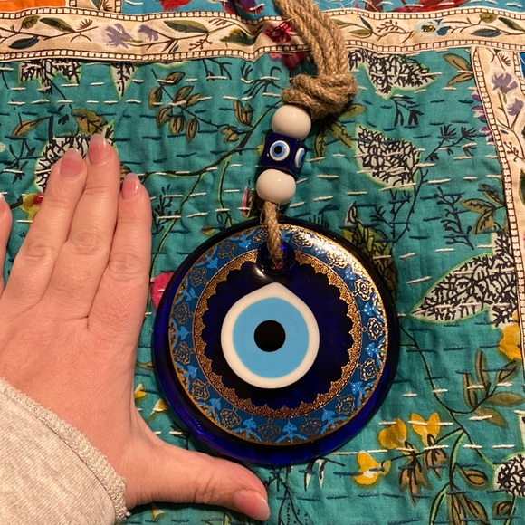 Large Painted Glass Turkish Evil Eye- Wall Decor- Protection-Eye - Picture 2 of 4